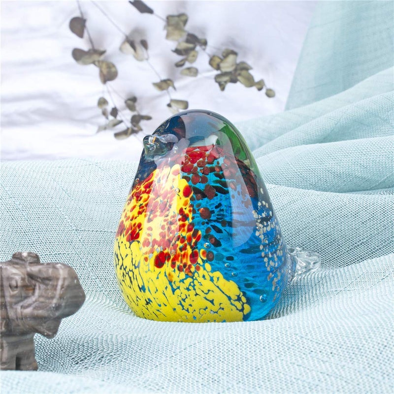 QFkris 3.5" Blown Glass Bird Figurine Handmade Art Glass Bird Crystal Paper Weight Christmas Birthday Gift Home Table Ornament Decor (N004) - Image 5